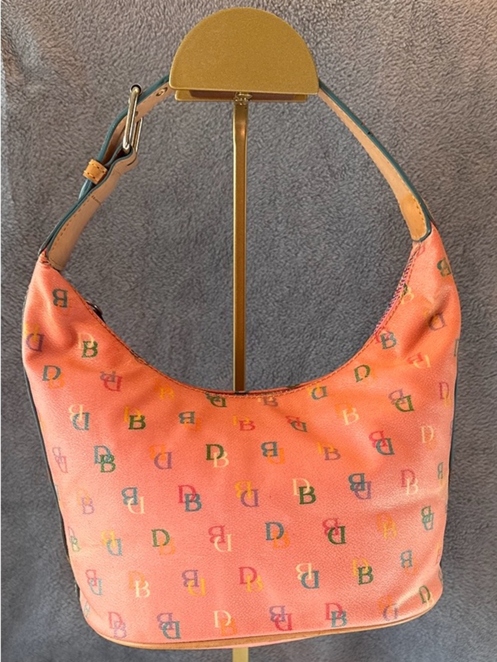 Y2K Dooney & Bourke Rainbow Monogram Hobo Shoulder Bag - Picture 2 of 15